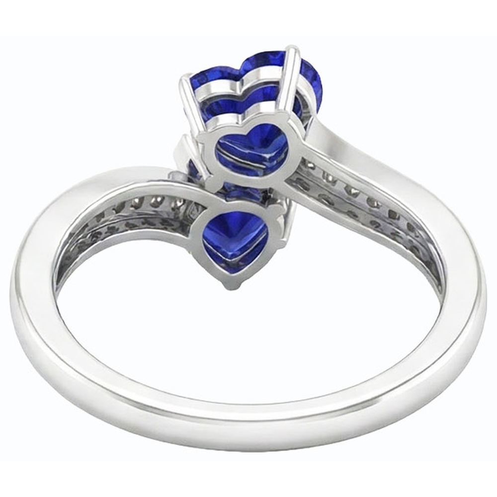 Toi et Moi Herz Edelstein blauer Saphir Natürlicher Diamant ( nicht im Labor gezüchtet )ring 3.50 Karat
