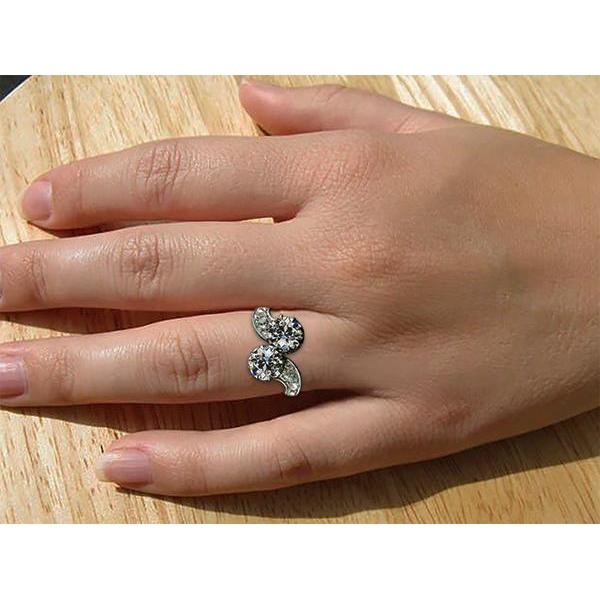 Toi Et Moi Gold Runder Alter Bergmann Echt Aus der Erde Abgebauter Natürlicher Diamantring Zweifarbig 4.50 Karat