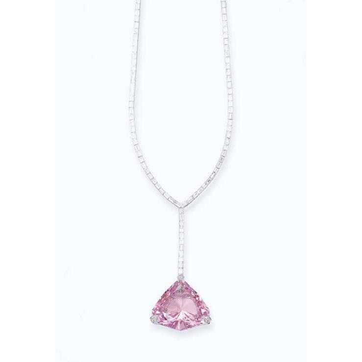 Trillion Cut Kunzit & Baguette Diamant Damen Halskette Anhänger 14 Kt. - harrychadent.de