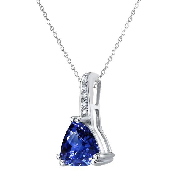 Natürlicher Blauer Saphir Stein-Halskette 2 Karat 14 Karat Weißgold – Hauptansicht