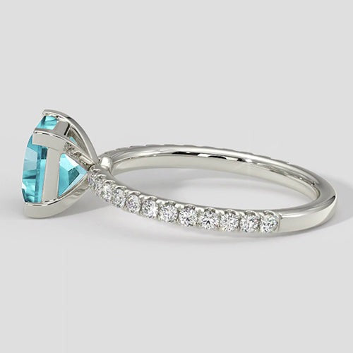 Tropischer blauer Kissen-Paraiba-Ring