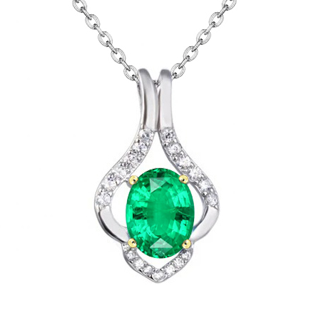 Oval-Schliff Kolumbianischer Smaragd Ring in Bicolor 14K Gold – Hauptansicht