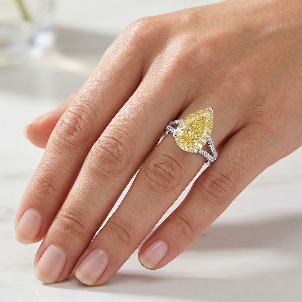 VVS Reinheit Ring – Kanariengelber Diamant 5 Karat 14K Weißgold