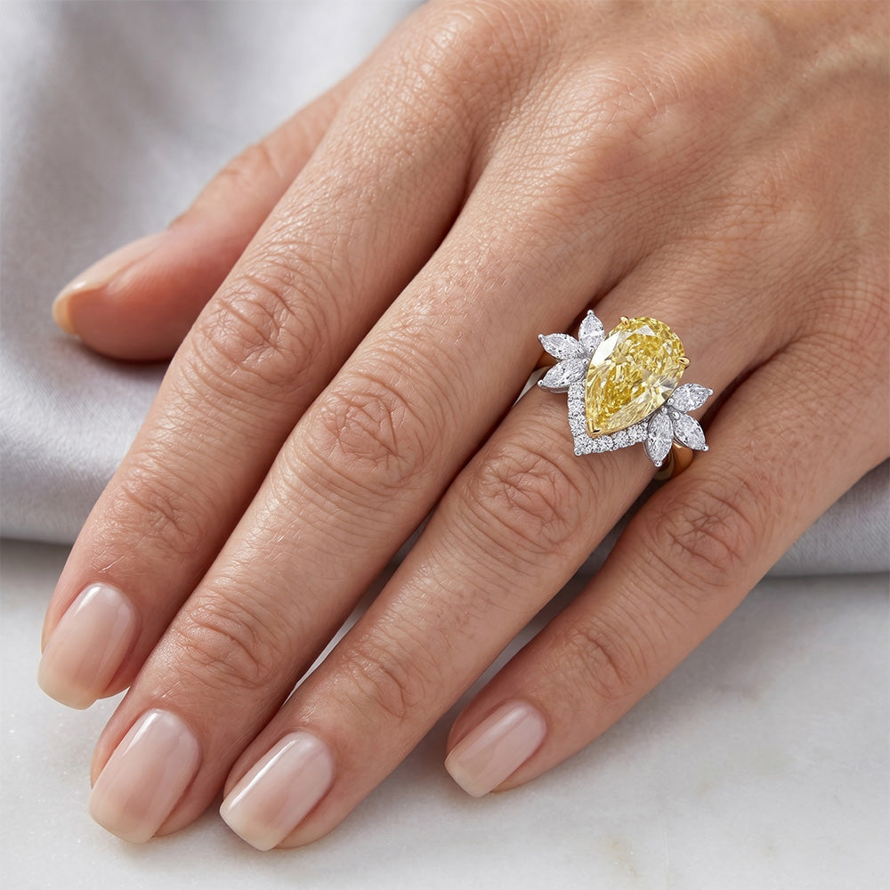 VVS Statement-Ring – Fancy Gelber Diamant 4 Karat Zweifarbiges