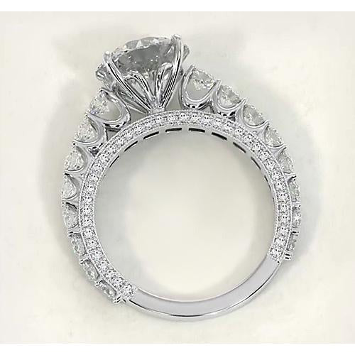 Verlobung Ring Echt Runde Diamant 3,80 Karat Schmuck Weiß Gold 14K
