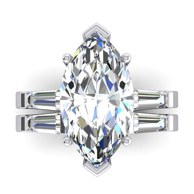 Verlobung Set mit Echt Diamanten im Marquise-Schliff 3.50 ct.
