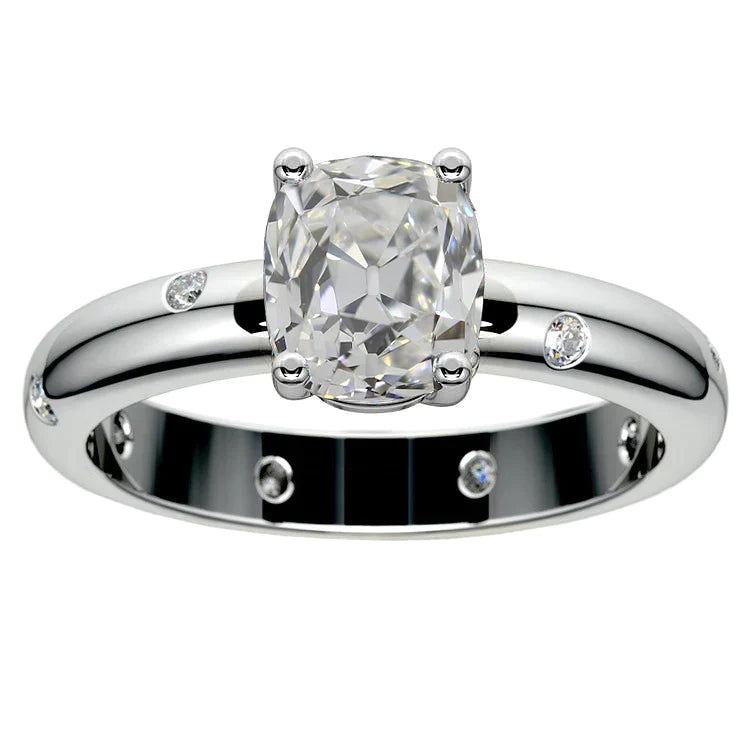 Verlobungsring Alter Schnitt Kissen Echt Aus der Erde Abgebauter Natürlicher Diamant 4,75 Karat bündige Fassung