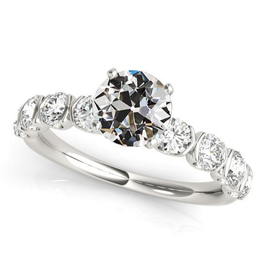 Verlobungsring Altschliff Echt Aus der Erde Abgebauter Natürlicher Diamant Krappen Halbe Lünette Satz 4 Karat