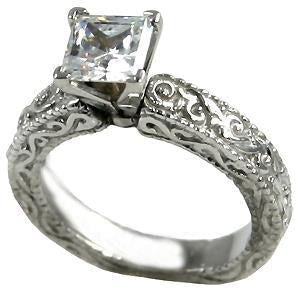 Verlobungsring Antik-Stil 2.25 Karat Echt Aus der Erde Abgebauter Natürlicher Diamant im Prinzessschliff