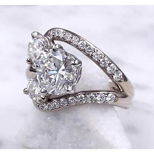 Verlobungsring Echt Diamant Split Shank 3.50 Karat Weißgold 14K