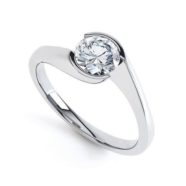 Verlobungsring Rundschliff 1.60 Karat Echt Aus der Erde Abgebauter Natürlicher Diamant Weißgold 14K