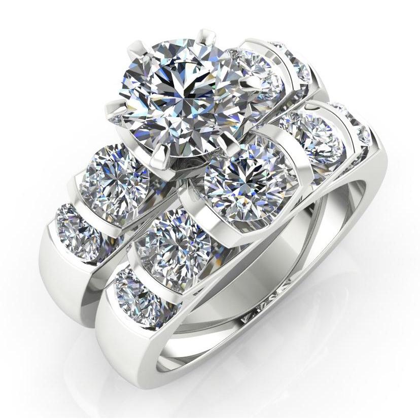 Runder Diamant-Verlobungsring-Set 3,50 Karat Schmuck Weißgold - harrychadent.de