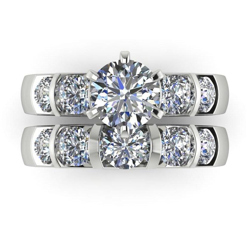 Runder Diamant-Verlobungsring-Set 3,50 Karat Schmuck Weißgold - harrychadent.de