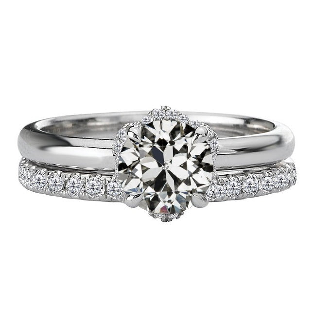 Verlobungsring aus 14K Gold, besetzt mit runden Echt Aus der Erde Abgebauter Natürlicher Diamanten im alten Minenschliff, 5 Karat