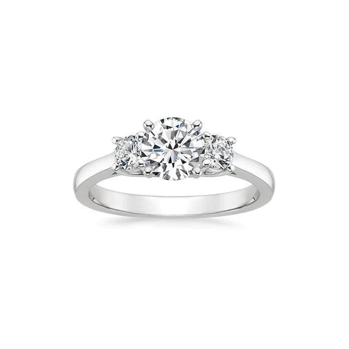Verlobungsring mit 3 Steinen im Rundschliff. 3 Karat Echt Diamanten. Weißgold 14K