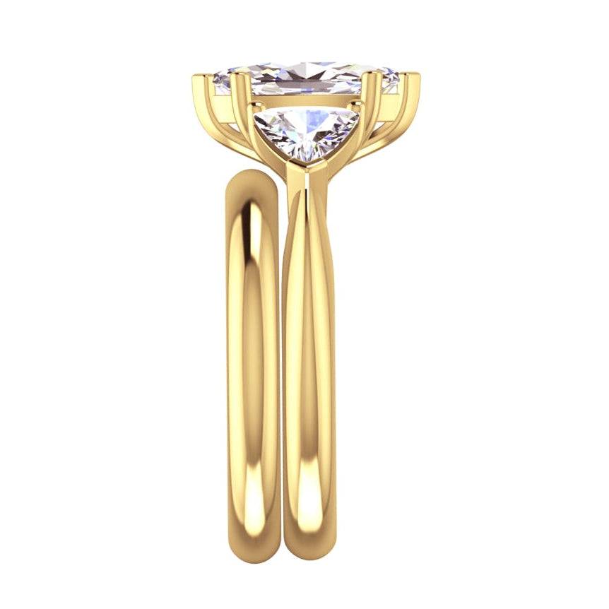 Verlobungsring mit Marquise-und-Billion-Echt Diamanten besetzt mit schlichtem 2 ct.
