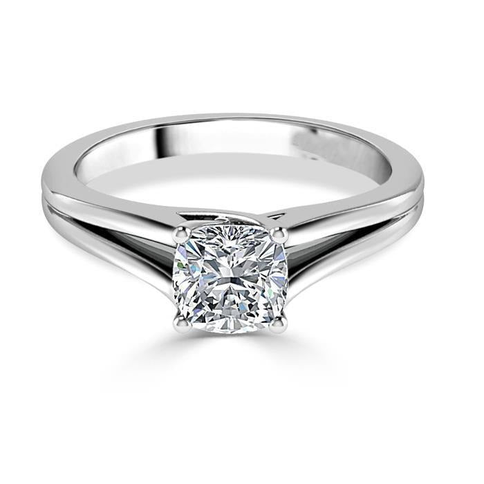Verlobungsring mit Solitär-Echt Aus der Erde Abgebauter Natürlicher Diamant im Kissenschliff 1.75 ct Weißgold 14K