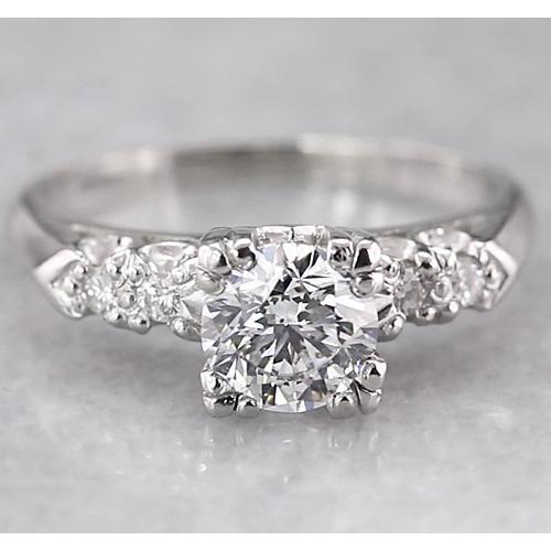Verlobungsring mit rundem Echt Diamanten 1,50 Karat Weißgold 14K