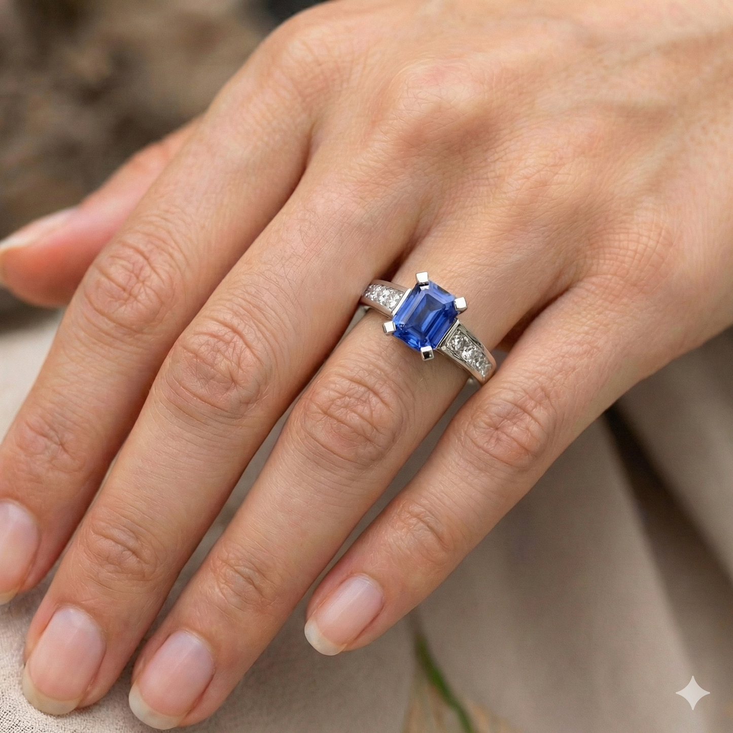 Verlobungsring Smaragd Ceylon Saphir Kanalbesetzt Natürlicher Diamant ( nicht im Labor gezüchtet )en 3 Karat
