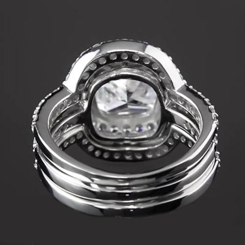 Verlobungsring Set 5 Karat  Echt Aus der Erde Abgebauter Natürlicher Diamant Weißgold im Kissenschliff 14K