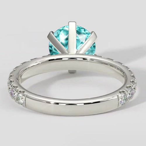Verlobungsring mit Paraiba-Turmalin und Diamant, 2 Karat