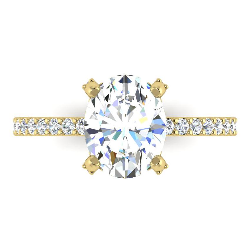 Versteckt Halo Ring Mit Oval Pave Echt Diamant