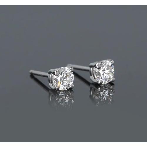 Vier-Krappen-Ohrstecker mit rundem Diamanten 1 Karat Weißgold 14K - harrychadent.de