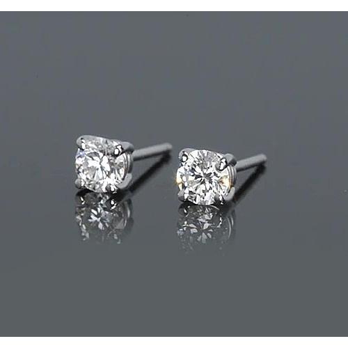Vier-Krappen-Ohrstecker mit rundem Diamanten 1 Karat Weißgold 14K - harrychadent.de