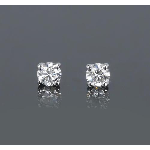 Vier-Krappen-Ohrstecker mit rundem Diamanten 1 Karat Weißgold 14K - harrychadent.de