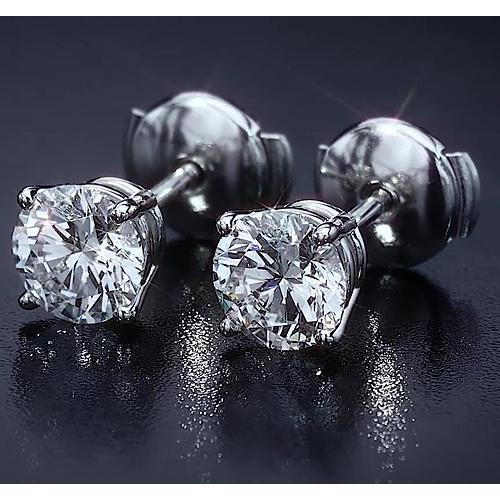 Vierstiftiger runder Diamant-Ohrstecker 2,50 Karat Weißgold 14K - harrychadent.de