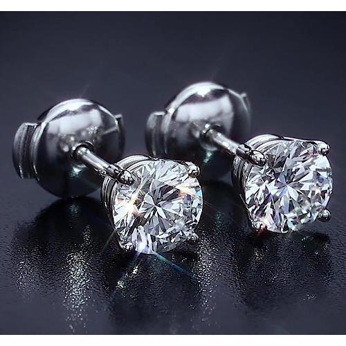 Vierstiftiger runder Diamant-Ohrstecker 2,50 Karat Weißgold 14K - harrychadent.de