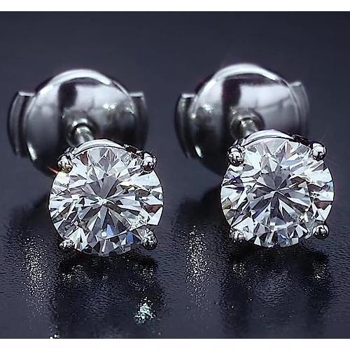 Vierstiftiger runder Diamant-Ohrstecker 2,50 Karat Weißgold 14K - harrychadent.de