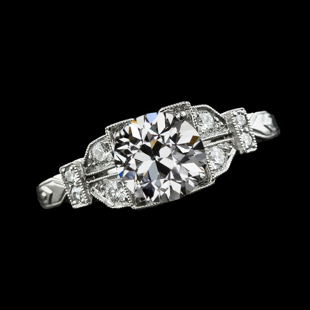 Vintage Stil Runder alter Minenschliff Echt Diamantring 3 Karat Schmuck