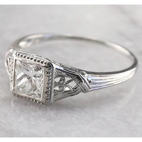 Vintage Style 1 Karat Solitär Princess Echt Diamantring Weißgold