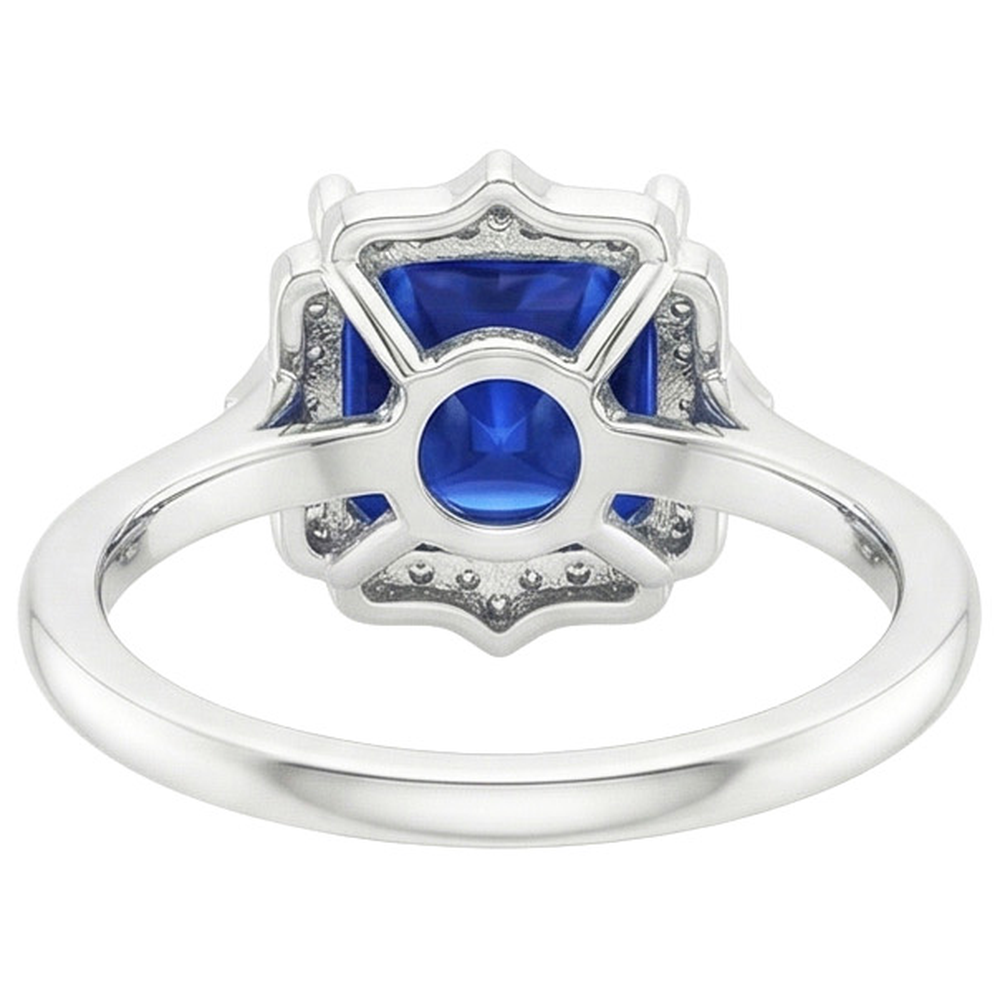 Vintage Style Aus der Erde Abgebauter Natürlicher Diamant Halo Ring Ceylon Saphir Edelstein 6 Karat Gold