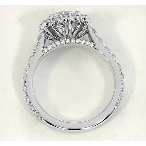 Vintage Style Echt Diamant Halo Ring 4,50 Karat Weiß Gold 14K