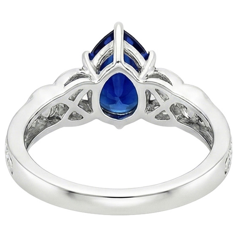 Vintage Style Goldring Filigrane Schaft Birne Blauer Saphir 5,25 Karat