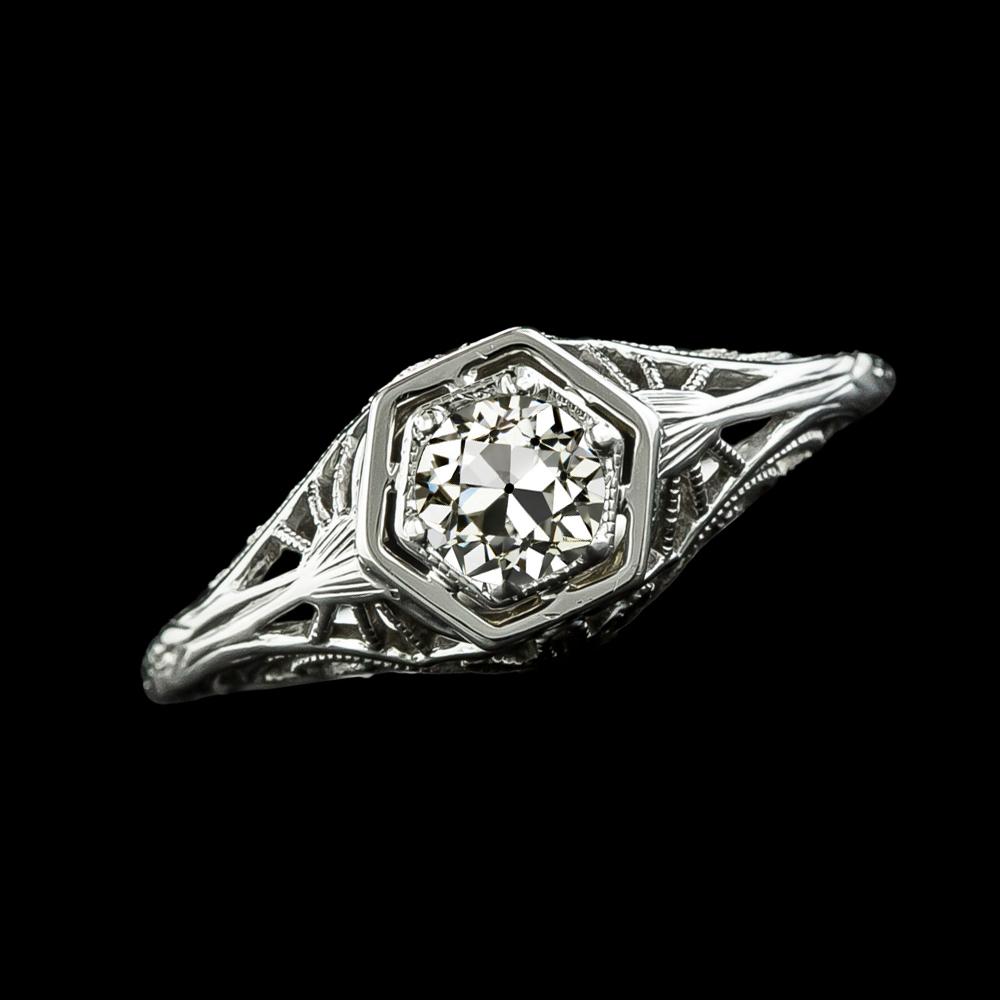 Vintage Style Solitaire Runder alter europäischer Echt Diamantring 1,25 Karat