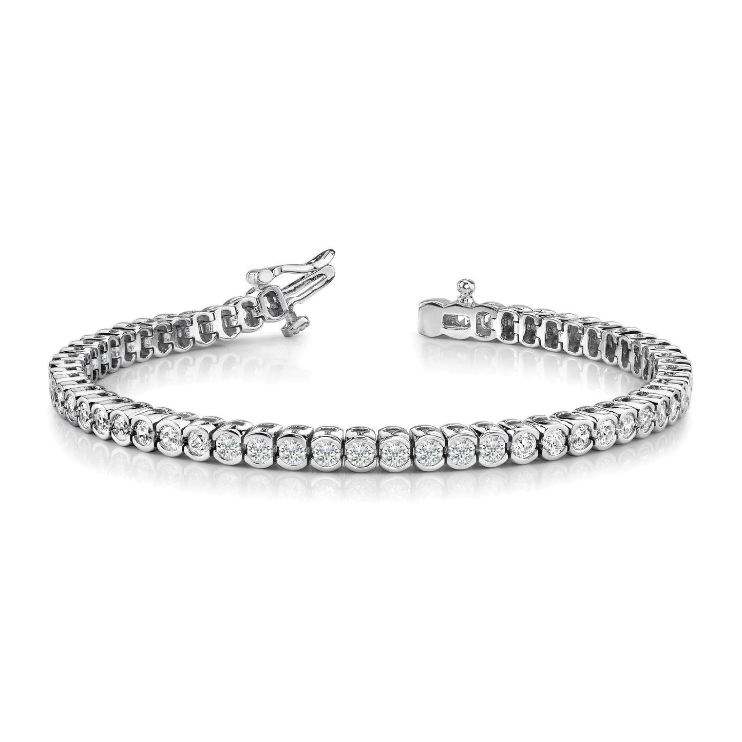 WG 14K FunkelndFunkelnd Half Bezel Set 4,50 Karat Echt Diamanten Tennisarmband