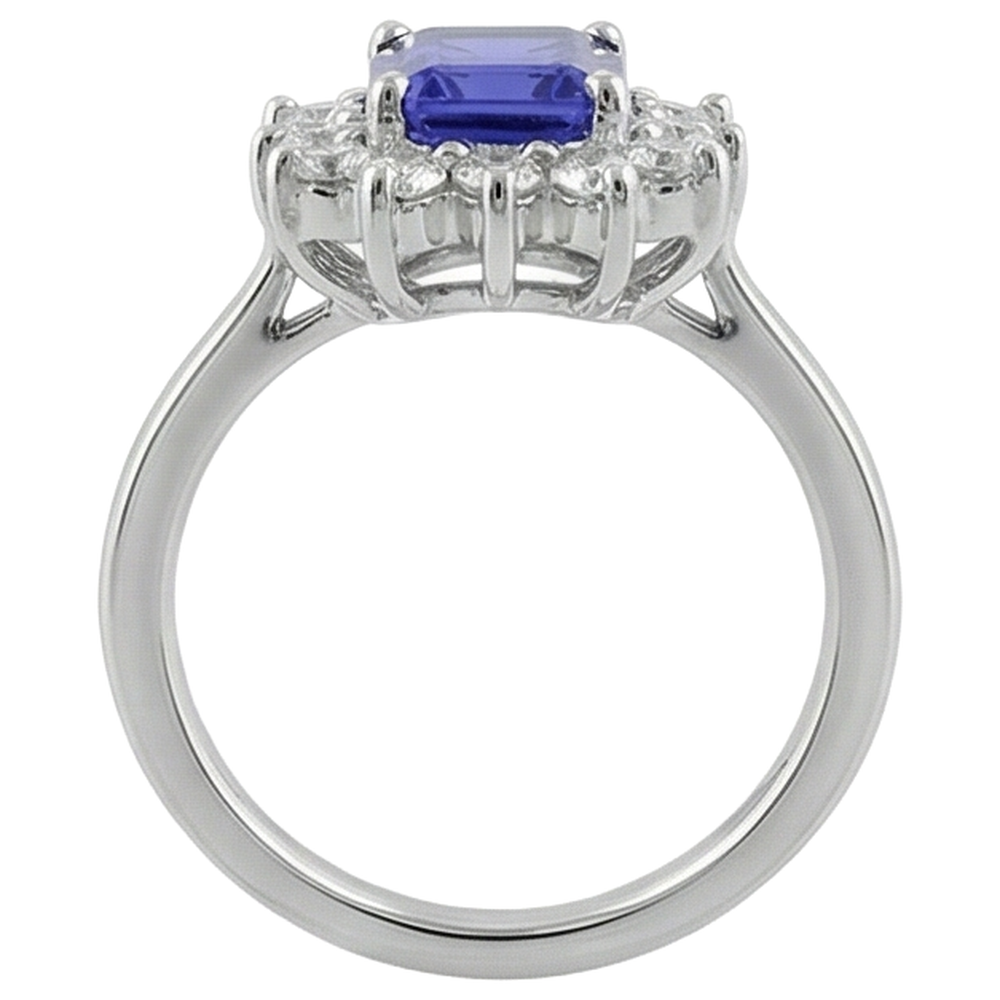 Weißgold 14K 10,75 Karat Tansanit und Aus der Erde Abgebauter Natürlicher Diamanten Ring