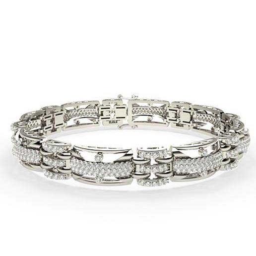 Weißgold 14K 12,25 Karat Echt Diamanten Herrenarmband Neu