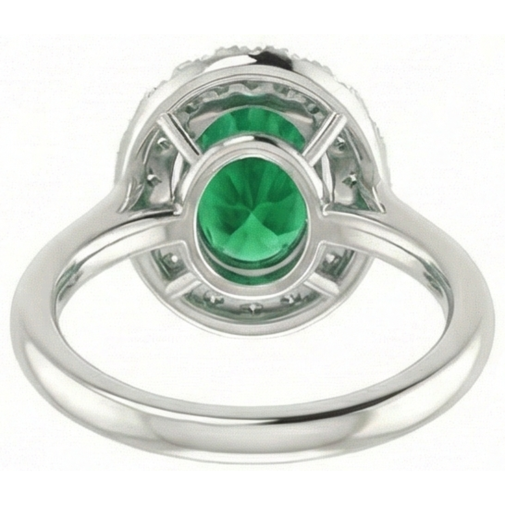 Weißgold 14K 3.70 ct grüner Smaragd mit weißen Aus der Erde Abgebauter Natürlicher Diamanten Ring Neu