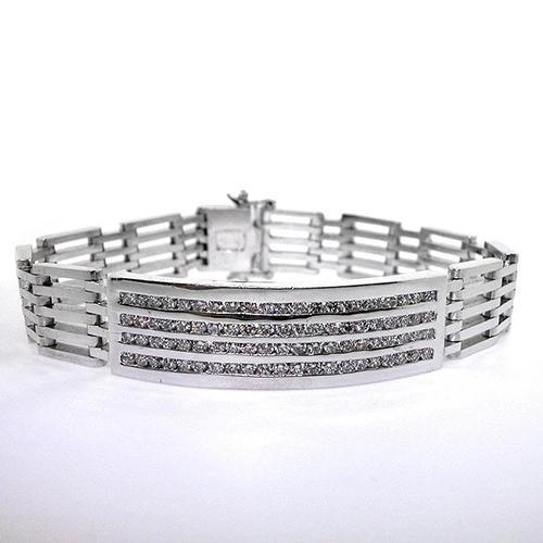 Weißgold 14K 6 Karat Rundschliff Herren Echt Diamant Armband Schmuck