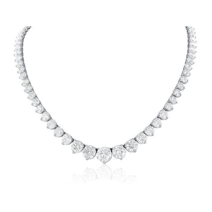 Weißgold 14K Damen Halskette Kleiner Rundschliff 25.00 Karat Echt Diamanten
