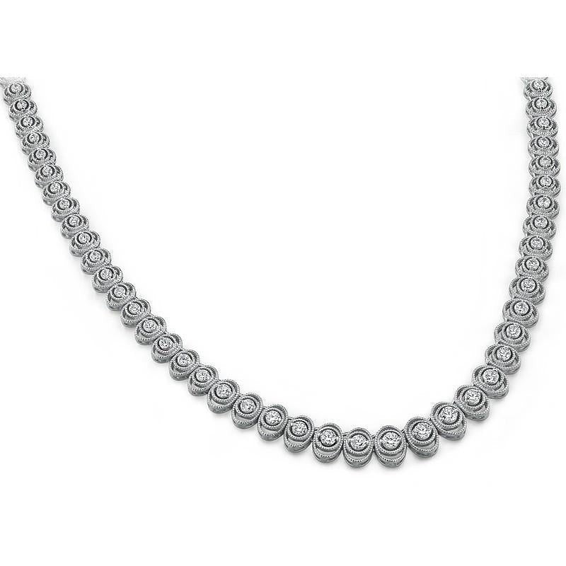 Weißgold 14K Damen Tennis Halskette Echt Aus der Erde Abgebauter Natürlicher Diamanten 12 Karat
