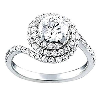 Weißgold 14K Echt Aus der Erde Abgebauter Natürlicher Diamantring Ca. 2.50 Karat Halo-Ring mit Akzenten
