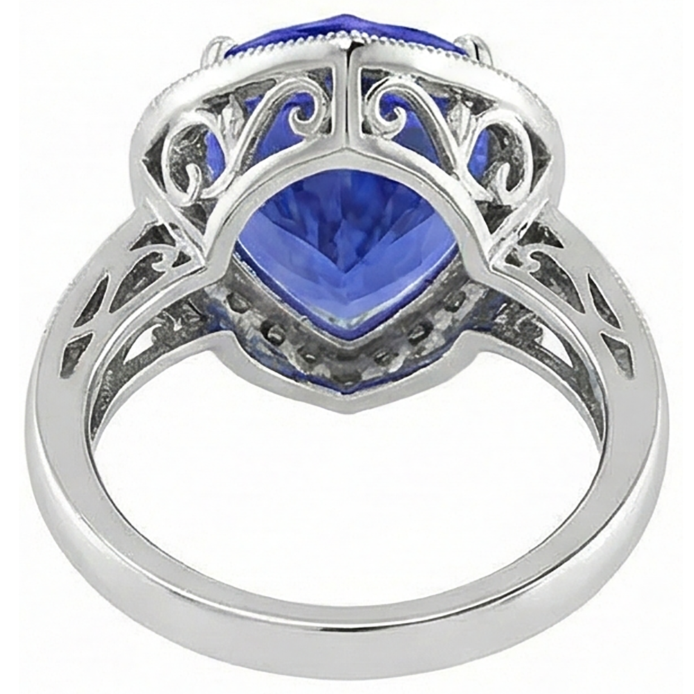 Weißgold 14K Herz Tansanit und Aus der Erde Abgebauter Natürlicher Diamanten Ring 7.76 ct Schmuck