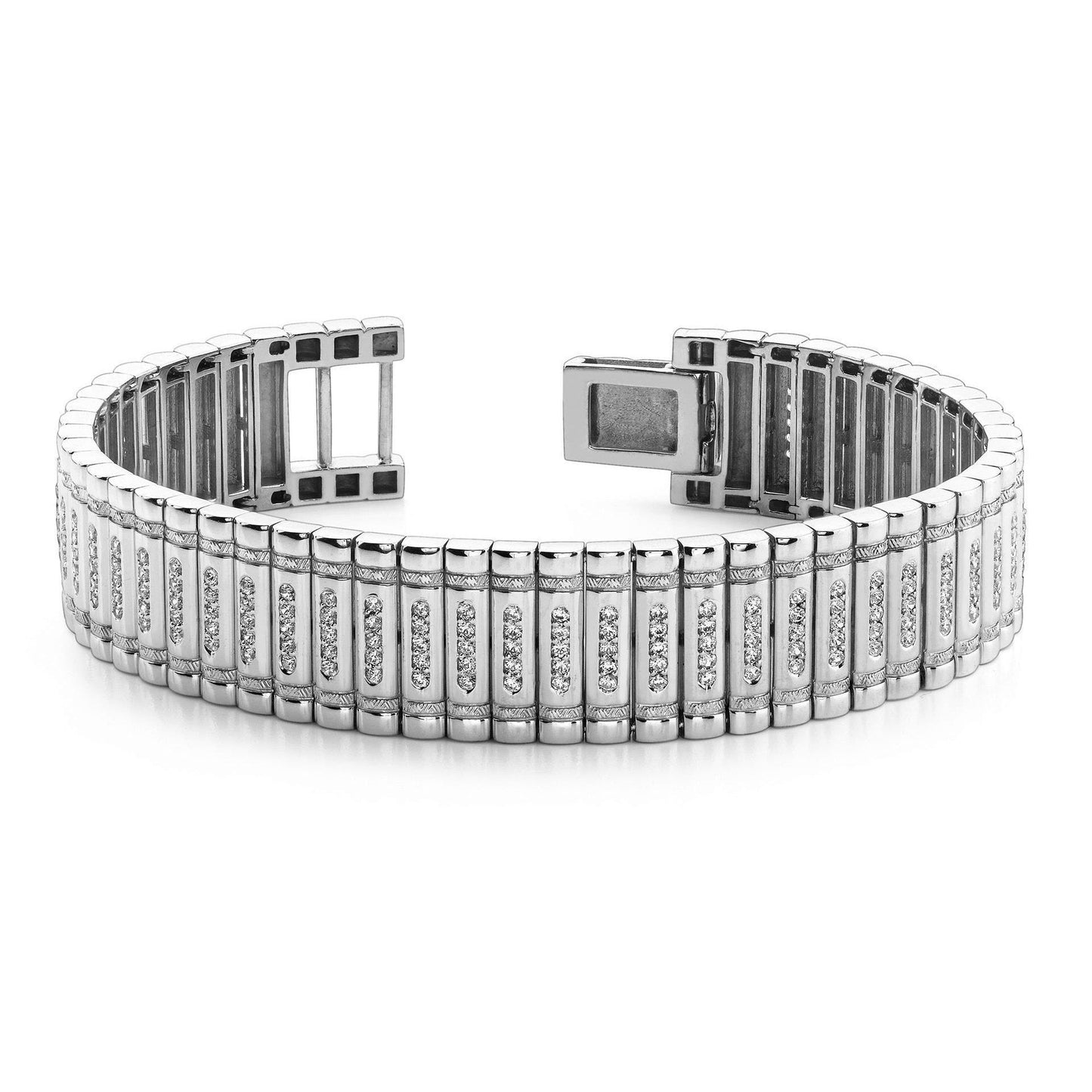 Weißgold 14K Kleines 8 Karat Echt Diamanten Herrenarmband