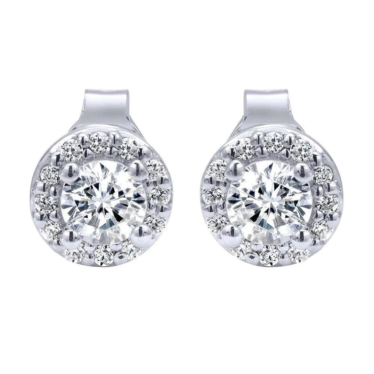 Weißgold 14K Krappenset 3,70 Karat Natürlich Diamanten Damen Ohrstecker Halo