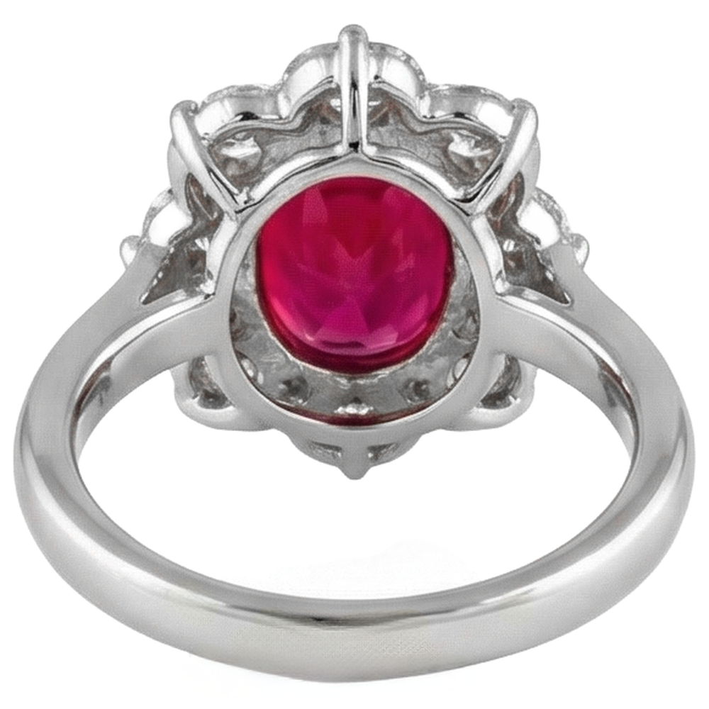 Weißgold 14K Lady Rubin und Aus der Erde Abgebauter Natürlicher Diamanten 5,90 Karat Ehering
